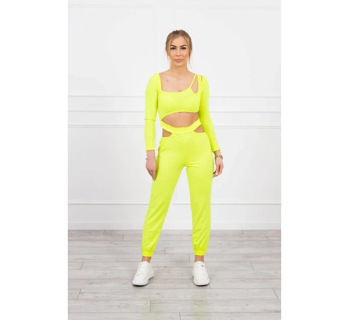 Sada s halenkou top žlutá neonová