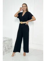 Kombinéza s ozdobným páskem v pase černá