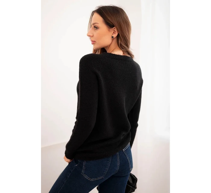 Svetr dámský z baby alpaky s dlouhým rukávem černý