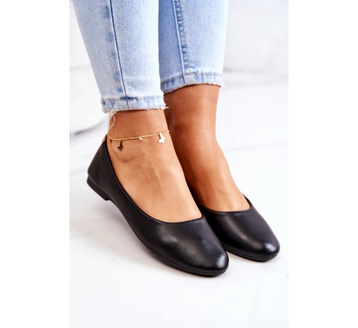 Černé klasické kožené baleríny model 21573461 - EVENTO
