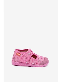 Dětské pantofle Milami na suchý zip lesklé růžové Jasimrra