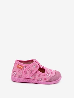 Dětské pantofle Milami na suchý zip lesklé růžové Jasimrra