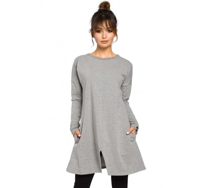 B042 Tunika s předním rozparkem - černá