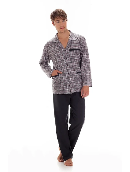 Pánské rozepínací pyžamo Cornette 114 dł/r 3XL-5XL Pánské rozepínací pyžamo Cornette 114 dł/r 3XL-5XL