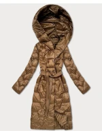 Prošívaný kabát ve velbloudí barvě s páskem Libland (LD-7806)