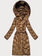 Prošívaný kabát s páskem Libland camel (LD-7806)