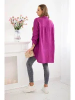 Bavlněná mušelínová košile Plus Size tmavě fialová