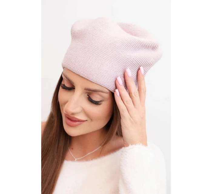 Dámská čepice vlněná klasická hladká beanie K420 fialová