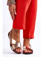 kožené sandály na suchý zip Zlaté Addison