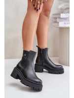 Zazoo 60490 Kožené Zateplené Boty S Dekorací Černé