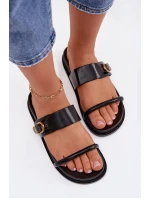 Dámské pantofle se zlatým sponou Černé model 21954737 - Boto