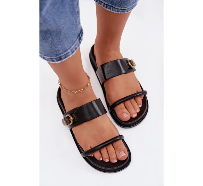 Dámské pantofle se zlatým sponou Černé model 21954737 - Boto