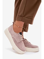 Semišové dámské polobotky na platformě Vinceza 79605 béžové