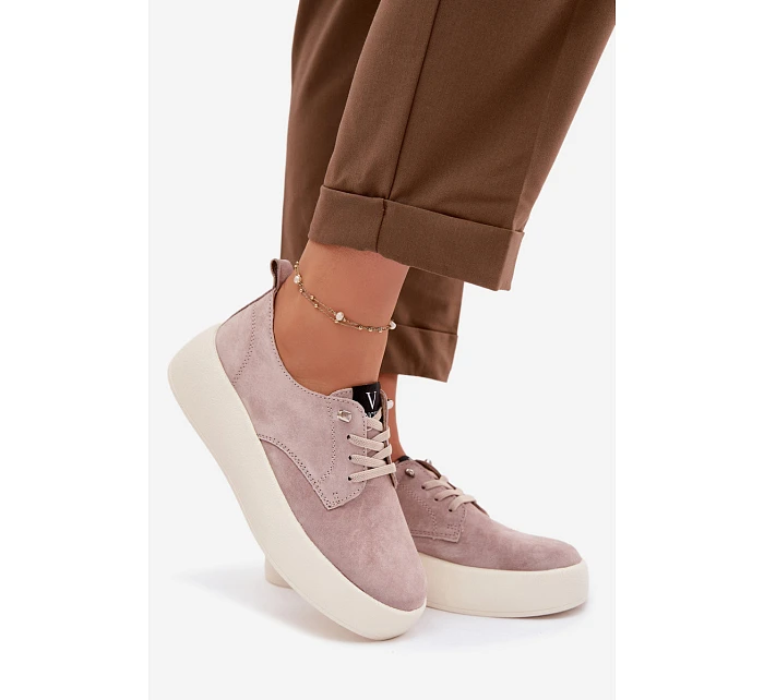 Semišové dámské polobotky na platformě Vinceza 79605 béžové