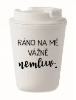 RÁNO NA MĚ VÁŽNĚ NEMLUV. - bílý termohrnek 300 ml