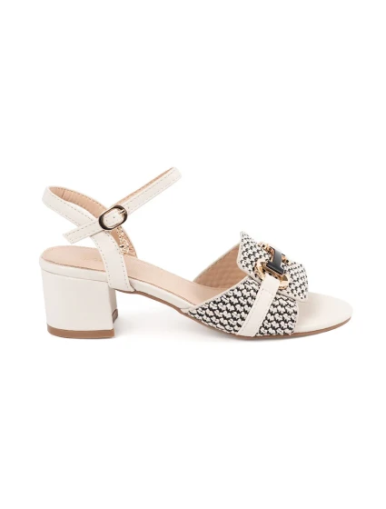 Luxusní sandály bílé dámské na širokém podpatku Luxusní sandály bílé dámské na širokém podpatku