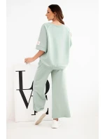 Dámský komplet z viskózy mikina a široké kalhoty máslový tmavě model 22014185 - K-Fashion