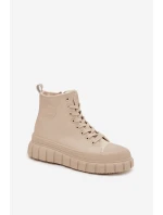 Zateplené dámské tenisky na platformě z ekokůže Big Star SS274535 béžové Zateplené dámské tenisky na platformě z ekokůže Big Star SS274535 béžové