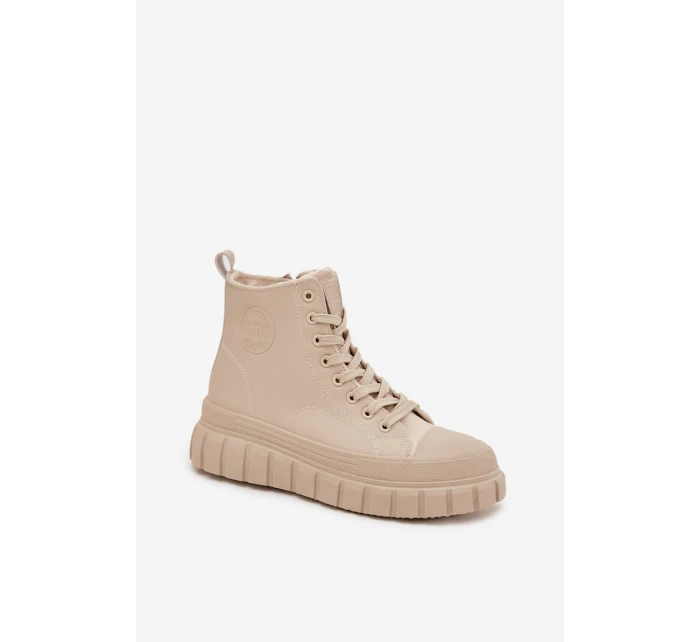 Zateplené dámské tenisky na platformě z ekokůže Big Star SS274535 béžové Zateplené dámské tenisky na platformě z ekokůže Big Star SS274535 béžové