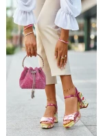 Dámské květinové sandály na vysokém podpatku D&A růžové Dámské květinové sandály na vysokém podpatku D&A růžové