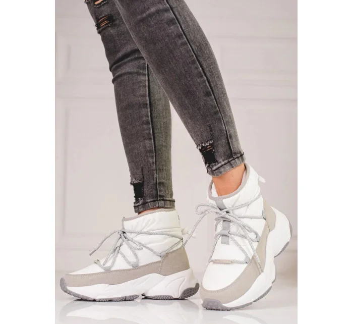 Dámské sněhule bez podpatku KK274272 Bílá - BIG STAR