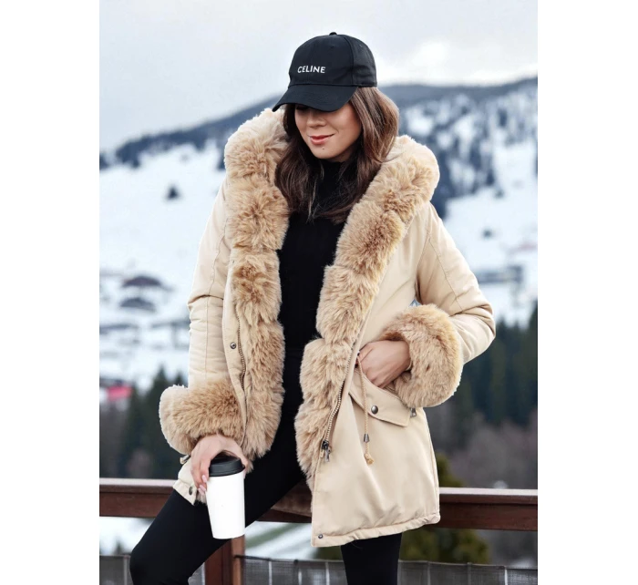 Dámská zimní bunda parka s kožešinou béžová Dstreet model 21982607 - FashionStreet