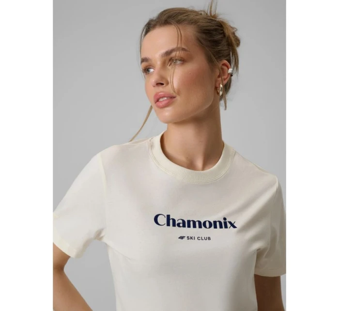 Dámské volné tričko s potiskem 4F 4FRAW25TTSHF3409-12S