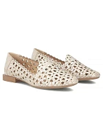 Dámské kožené ažurové polobotky béžové barvy Filippo model 22079006 Dámské kožené ažurové polobotky béžové barvy Filippo model 22079006