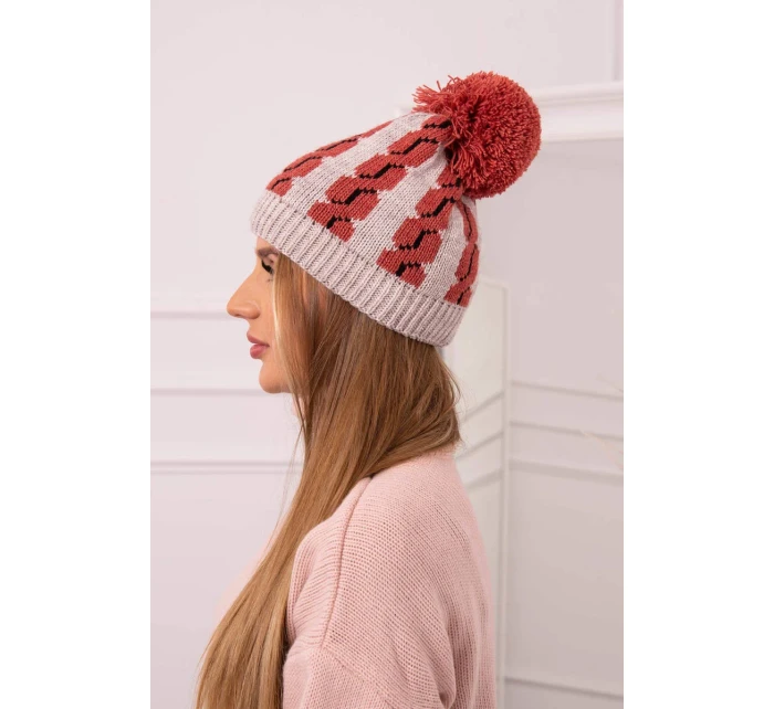 Dámská čepice s bambulí Rozalia model 18751651 - K-Fashion Dámská čepice s bambulí Rozalia model 18751651 - K-Fashion