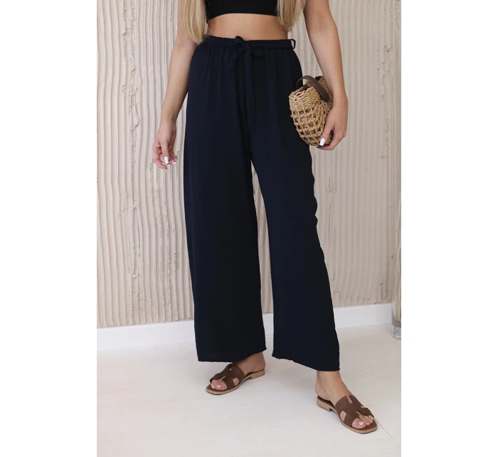 Kalhoty s širokým pasem námořnická modř Kalhoty s širokým pasem námořnická modř