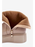 Dámské kožené boty na platformě Bežové model 21633565 - Zazoo