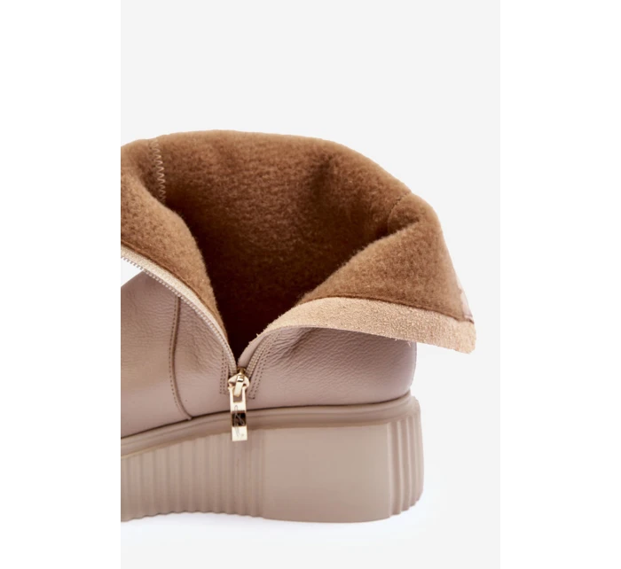 Dámské kožené boty na platformě Bežové model 21633565 - Zazoo