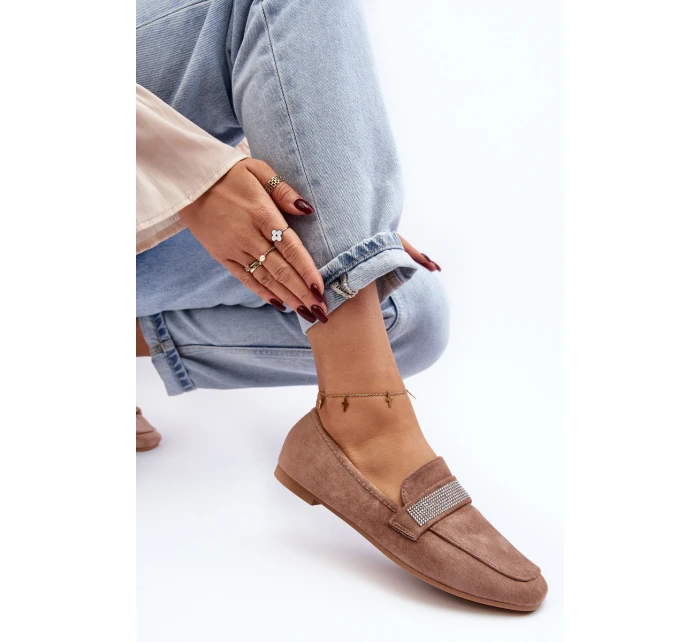 Dámské Mokasíny S Cyrkoniemi Světle Hnědé Ralrika Dámské Mokasíny S Cyrkoniemi Světle Hnědé Ralrika