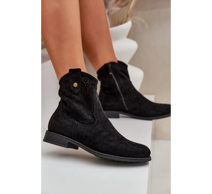 Boty Na Plochém Podpatku Černé model 21685082 - S.Barski Boty Na Plochém Podpatku Černé model 21685082 - S.Barski