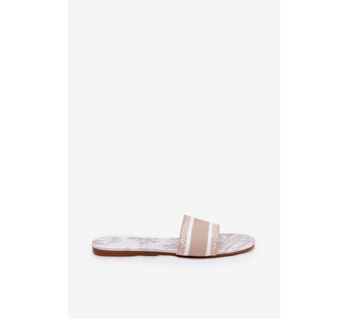 Vzorované Plné Dámské Sandály Béžové model 21689586 - Boto Vzorované Plné Dámské Sandály Béžové model 21689586 - Boto