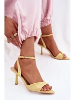 Dámské sandály na podpatku z eko kůže žluté model 22092099 - Boto