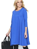 Dámské šaty na denní nošení ve volném střihu středně dlouhé modré - Modrá - Makadamia