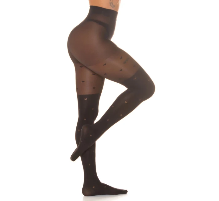 Dámské sexy punčocháče "Hearts" SH6718 černé - In-StyleFashion