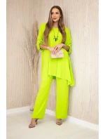 Sada halenky + kalhot s přívěskem neonově zelená Sada halenky + kalhot s přívěskem neonově zelená