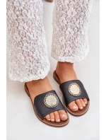 Kožené Pantofle S Dekorací Na Plochém Podpatku Zazoo model 21682278 Černé - Boto Kožené Pantofle S Dekorací Na Plochém Podpatku Zazoo model 21682278 Černé - Boto