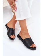 Dámské Pantofle Z Eko Kůže Na Plochém Podpatku Černé Kalimira Dámské Pantofle Z Eko Kůže Na Plochém Podpatku Černé Kalimira