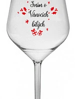 SNÍM O VÁNOCÍCH BÍLÝCH - čirá nerozbitná sklenice na víno 470 ml