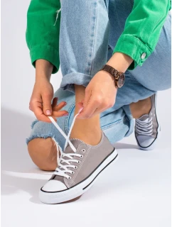 Luxusní šedo-stříbrné tenisky dámské bez podpatku