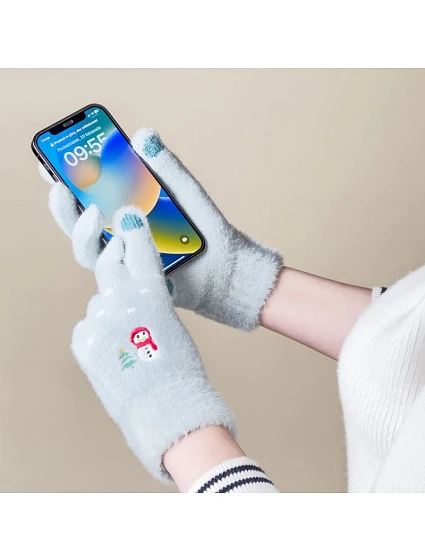 Dámské zimní rukavice na telefon se a vánočním  zelené dámské model 22083405 - Hurtel