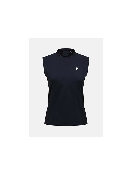 Dámské tričko PEAK PERFORMANCE W Mountainbreath Sleveless Polo, černá barva Dámské tričko PEAK PERFORMANCE W Mountainbreath Sleveless Polo, černá barva