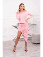 Asymetrické šaty, 3/4 rukávy, pudrově růžové Asymetrické šaty, 3/4 rukávy, pudrově růžové