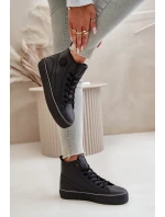 Dámské Zateplené Tenisky Z Eko Kůže Big Star OO274790 Černé Dámské Zateplené Tenisky Z Eko Kůže Big Star OO274790 Černé