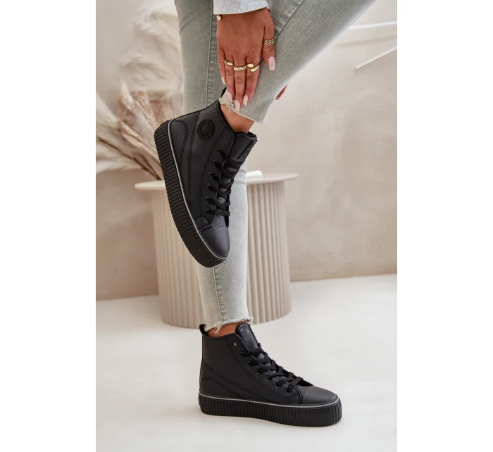 Dámské Zateplené Tenisky Z Eko Kůže Big Star OO274790 Černé Dámské Zateplené Tenisky Z Eko Kůže Big Star OO274790 Černé