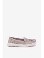 Kožené Dámské Mokasíny S  Béžové model 21691912 - VINCEZA