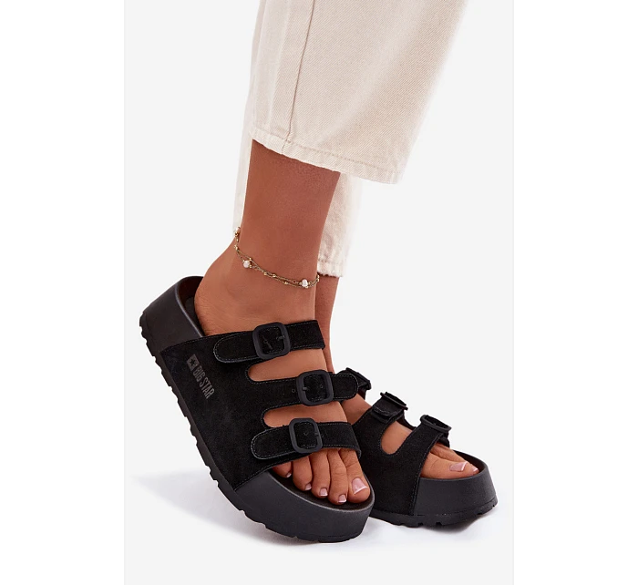 Dámské pantofle na masivní platformě s pásky Big Star model 22069662 Černé - Big Star Shoes Dámské pantofle na masivní platformě s pásky Big Star model 22069662 Černé - Big Star Shoes